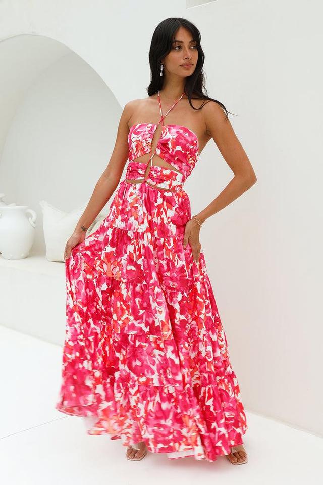 Enrichment Halter Maxi Dress Pink Product Image