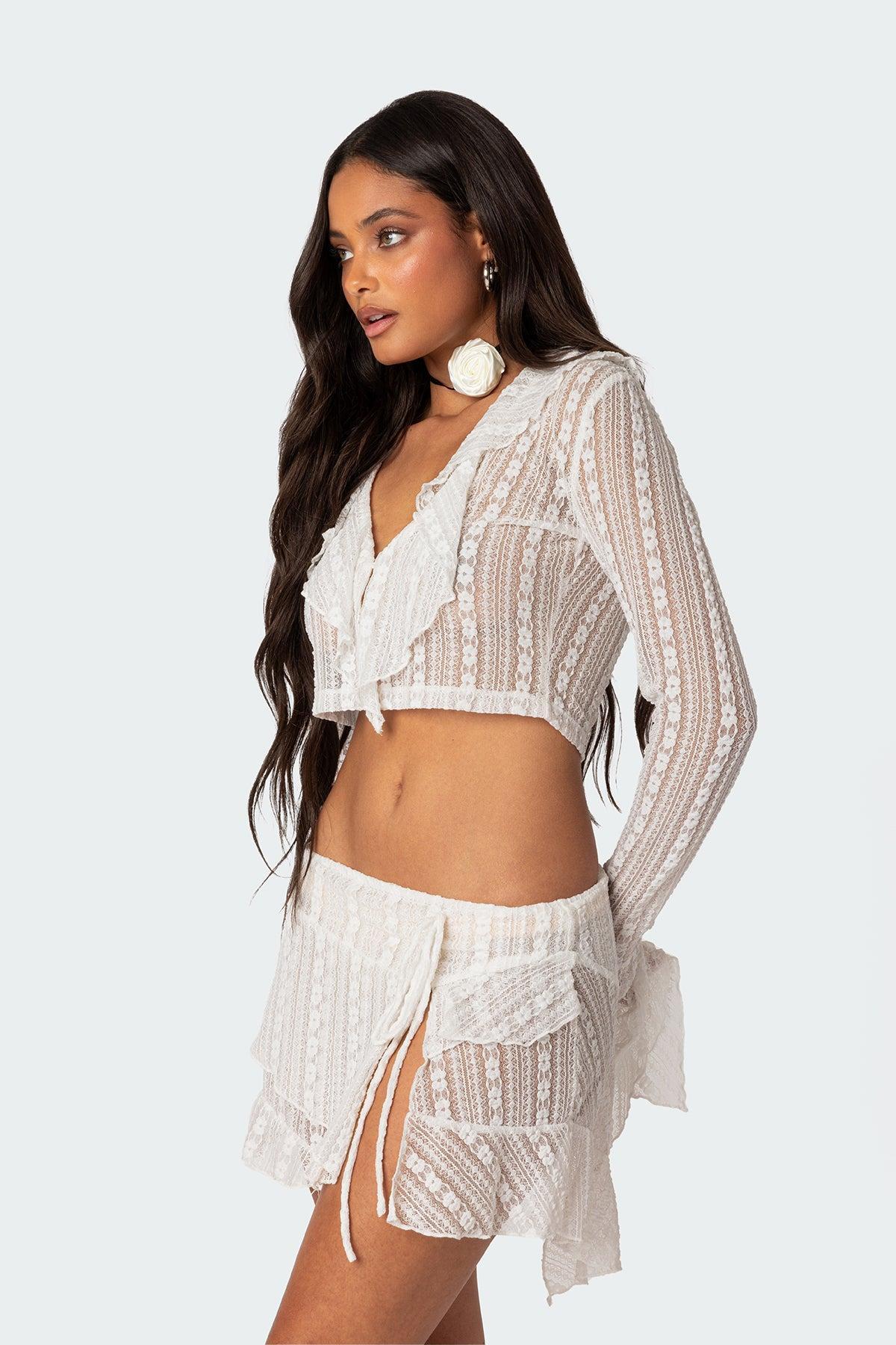 Anastasia Sheer Lace Crop Top Product Image