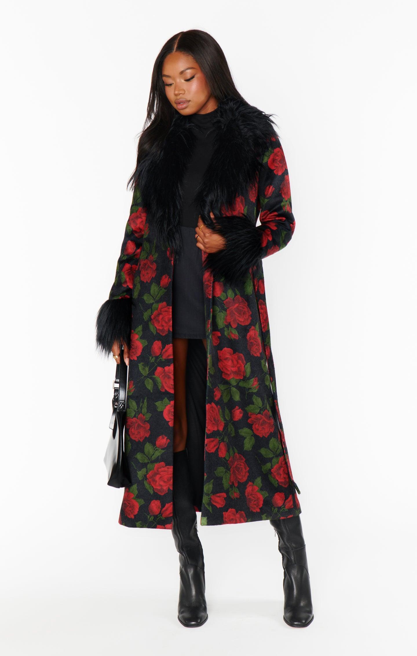 Elaine Coat ~ Send Me Roses with Faux Fur Product Image