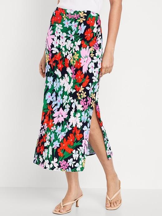 High-Waisted Midi Slip Skirt Product Image