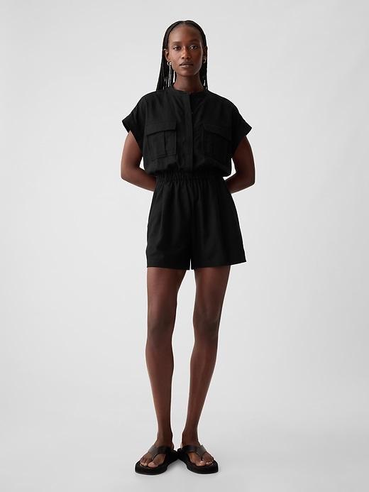 Linen-Blend Utility Romper Product Image