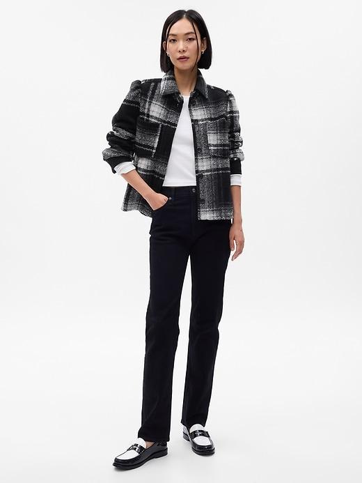 Puff Sleeve Cropped Wool Shirt Jacket Product Image