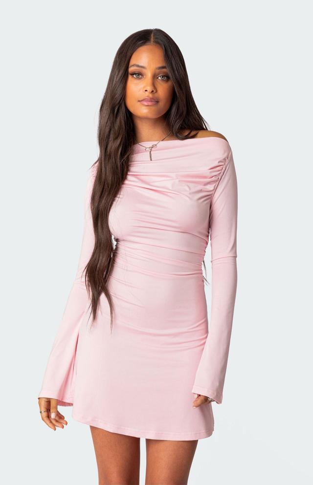 Edikted Womens Leena Gathered Mini Dress - Pinkedium Product Image