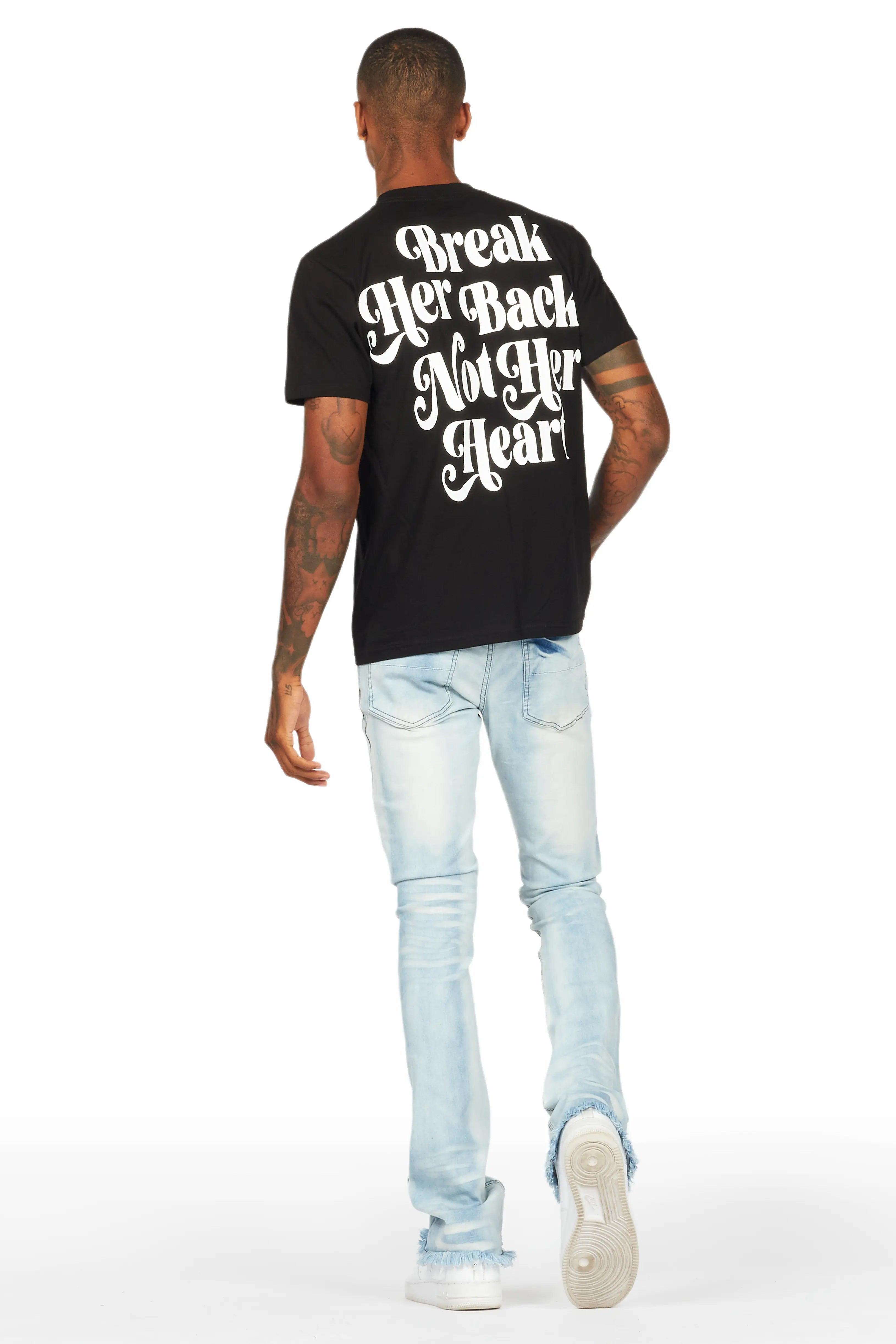 Diamo Black T-Shirt/Stacked Flare Jean Set Male Product Image