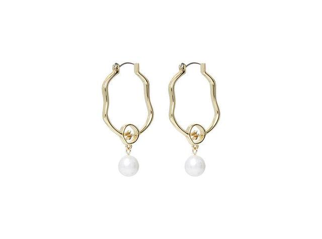 Fleur Pearl Drop Hoop Earring Product Image