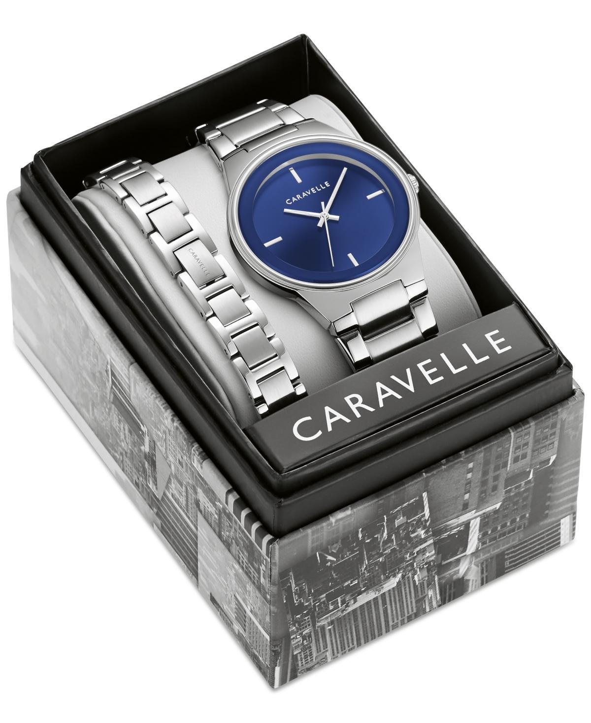 Caravelle by Bulova Mens Stainless Steel Watch & Stainless Steel Bracelet Box Set Silver Product Image