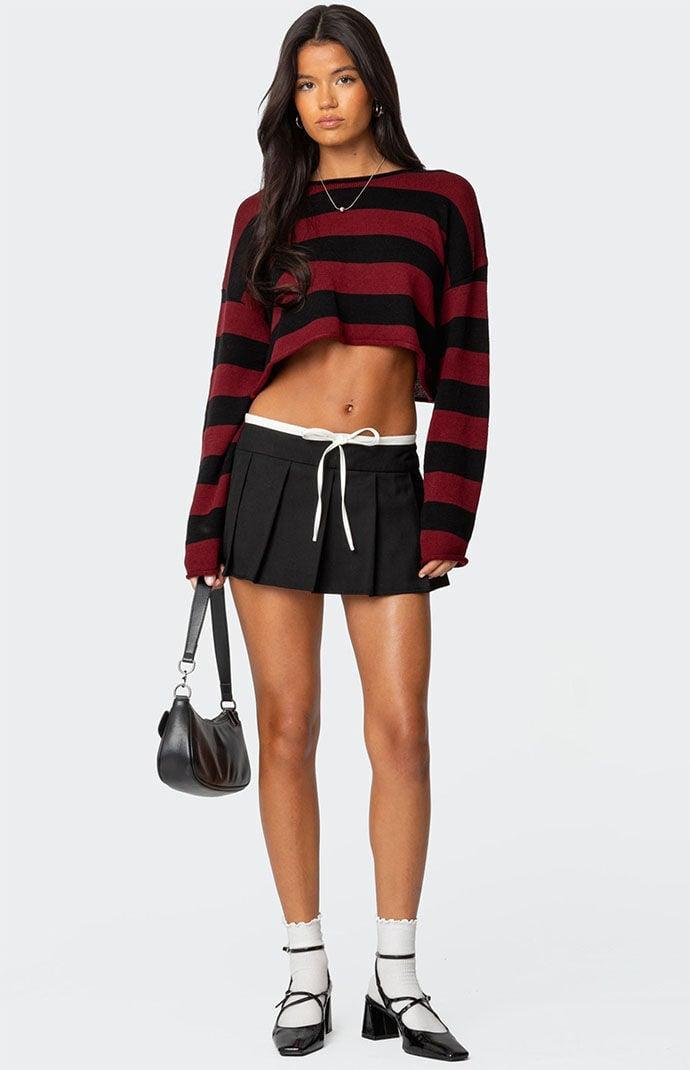 Edikted Women's Shyrah Oversized Knit Top in Black/Burgundy - Product Image