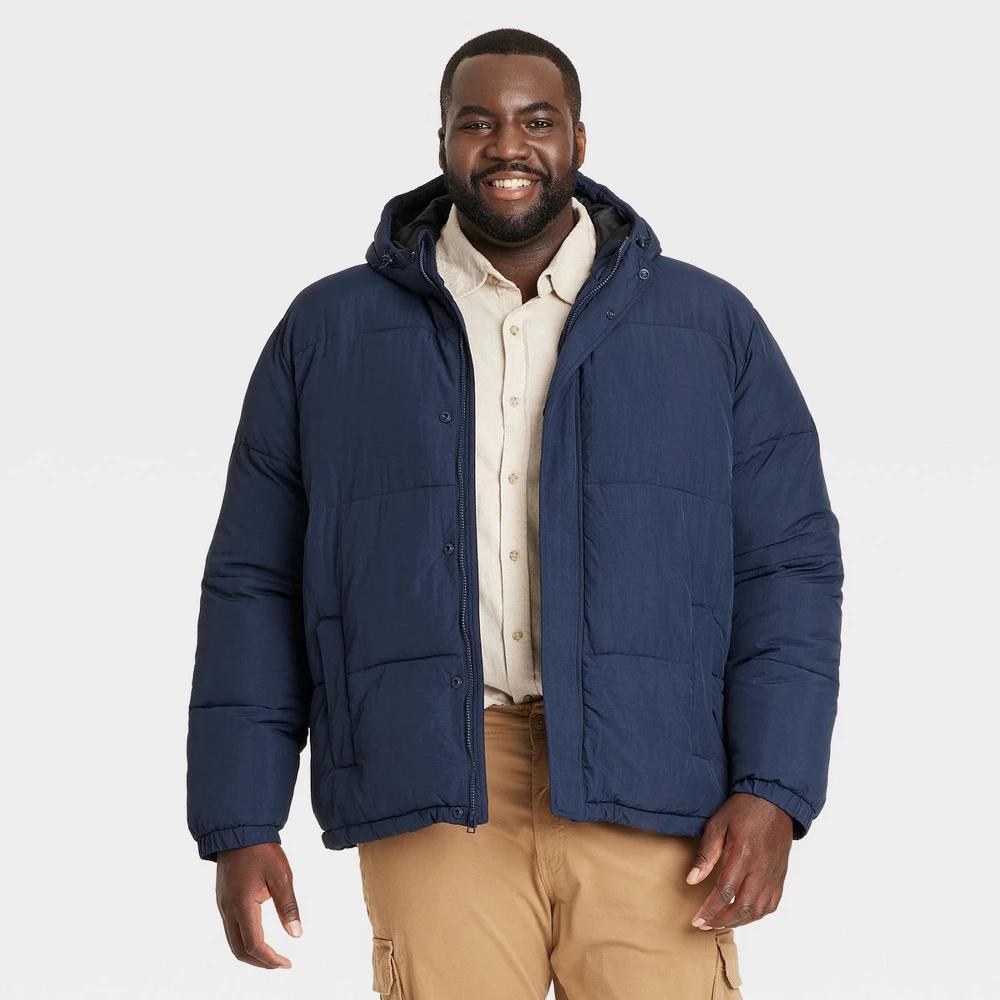 Mens Big & Tall Midweight Puffer Jacket - Goodfellow & Co Blue 4XLT Product Image