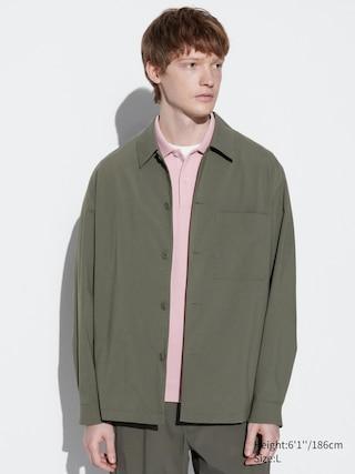 Mens Airsense Shirt Jacket (Cotton-Like) with Quick-Drying Olive XS UNIQLO US Product Image