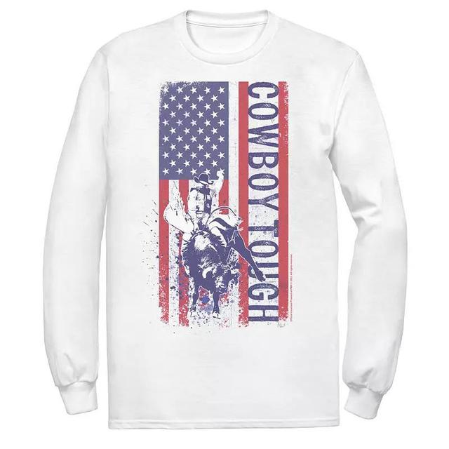 Mens PBR USA Flag Cowboy Tough Long Sleeved Graphic Tee Product Image