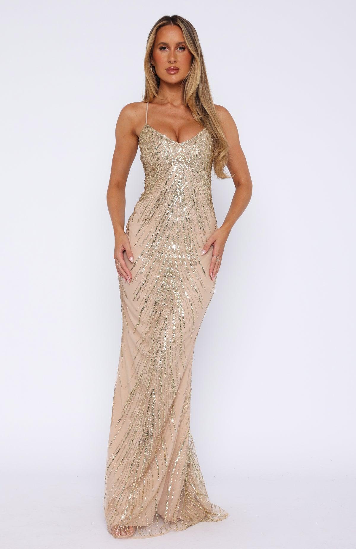 Reaching Out Maxi Dress Gold Product Image