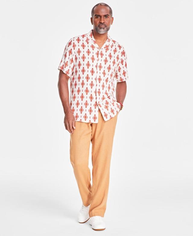 Club Room Mens Geometric Print Silk-Blend Short-Sleeve Button-Down Shirt, Created for Macys Product Image