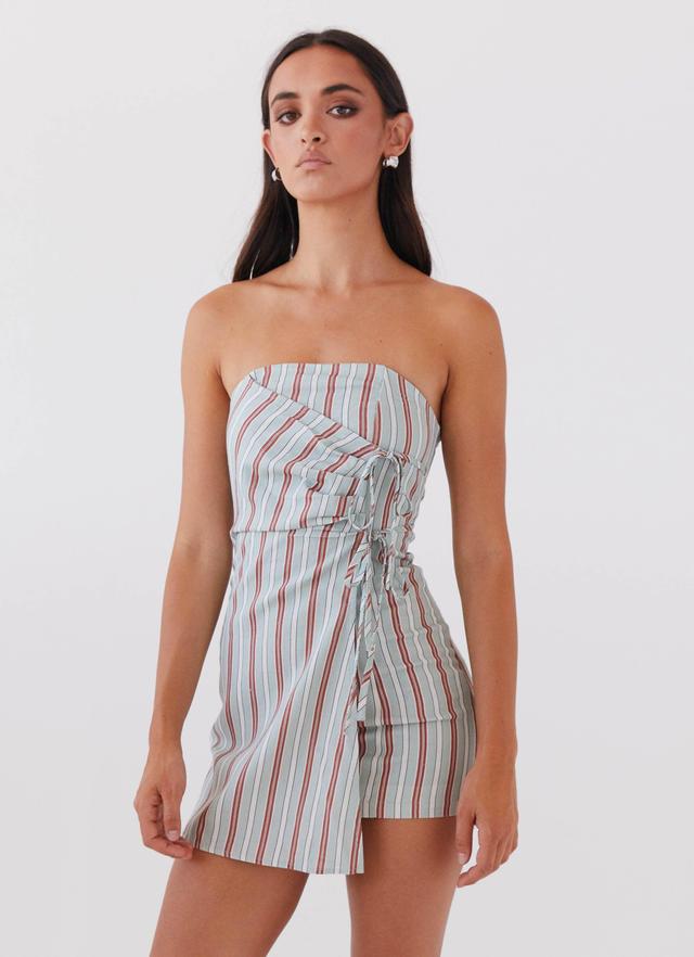 Lavinia Linen Tube Mini Dress - Coastal Stripe Product Image