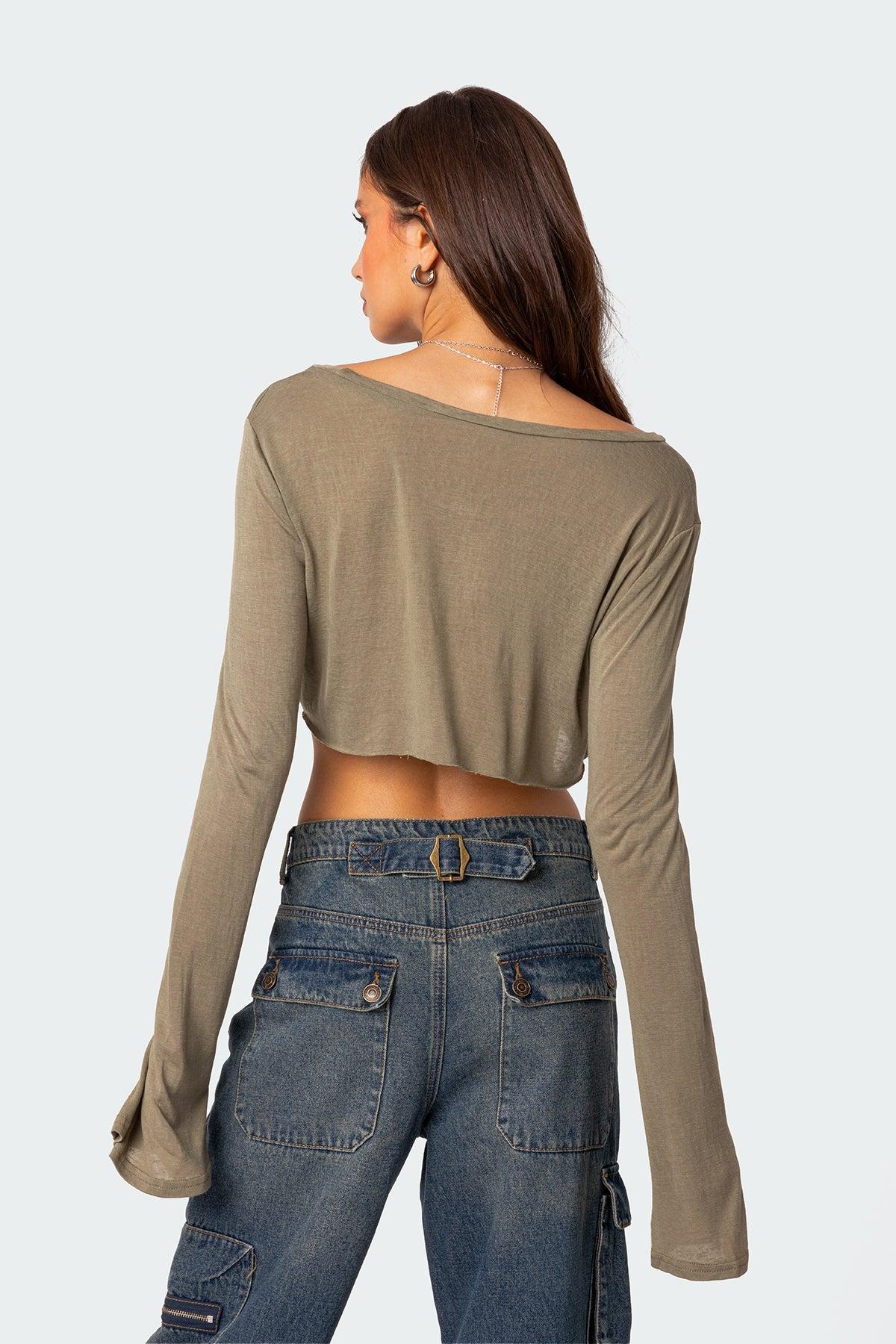 Sheer Raw Hem Crop Top Product Image