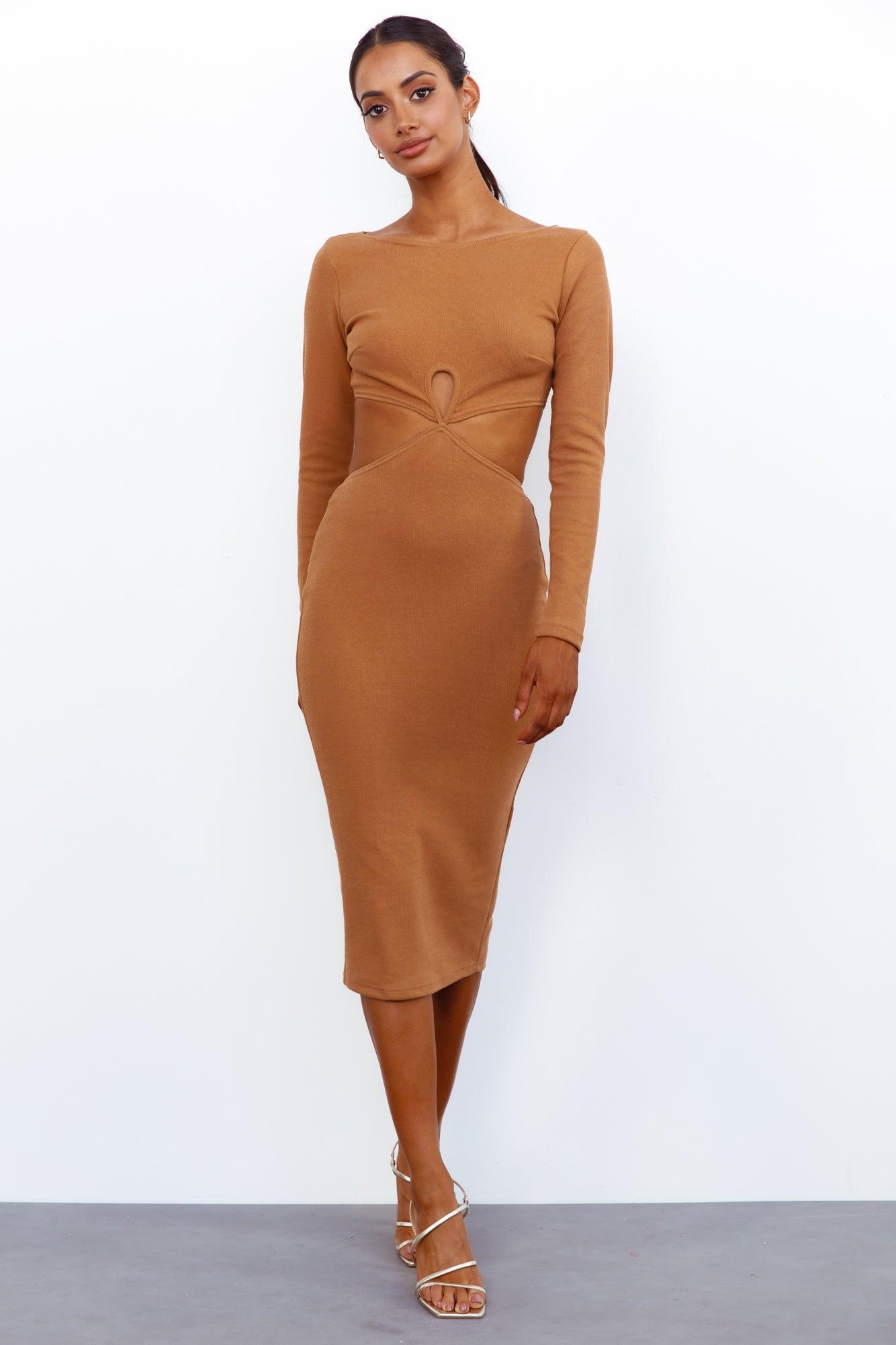 Steaming Hot Midi Dress Mocha Product Image