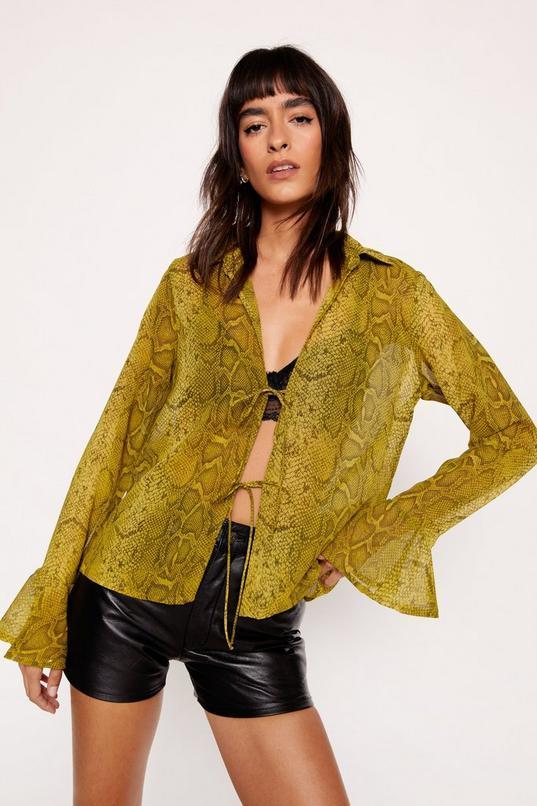 Snake Print Tie Front Shirt Product Image