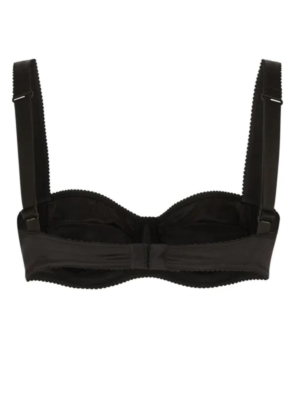 DOLCE & GABBANA Satin-finish Balconette-style Bra In Black Product Image