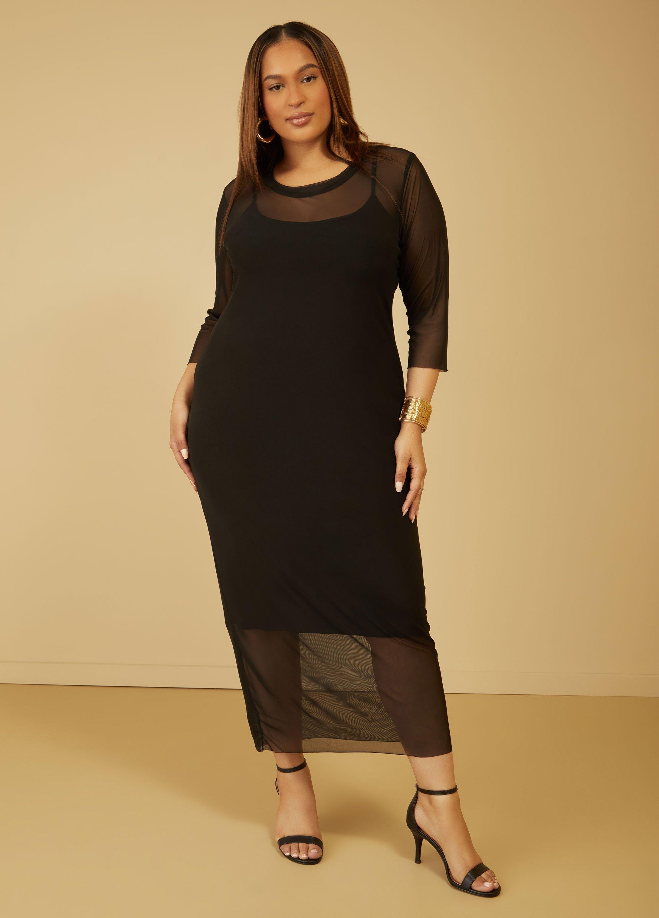 Plus Size Layered Maxi Bodycon Dress Ashley Stewart Product Image