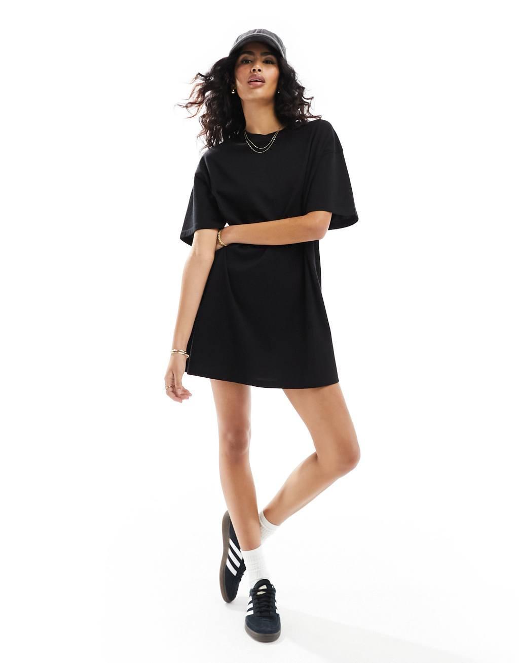 ASOS DESIGN oversized mini t-shirt dress in black Product Image