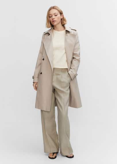 MANGO - Classic trench coat with belt light/pastel grey - 2XL - Women Product Image