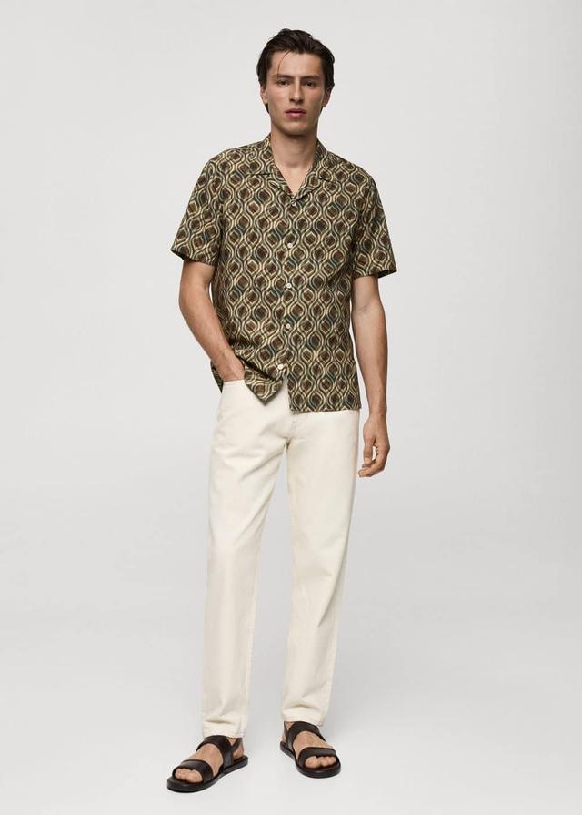 MANGO MAN - Flowing regular-fit printed shirt khakiMen Product Image