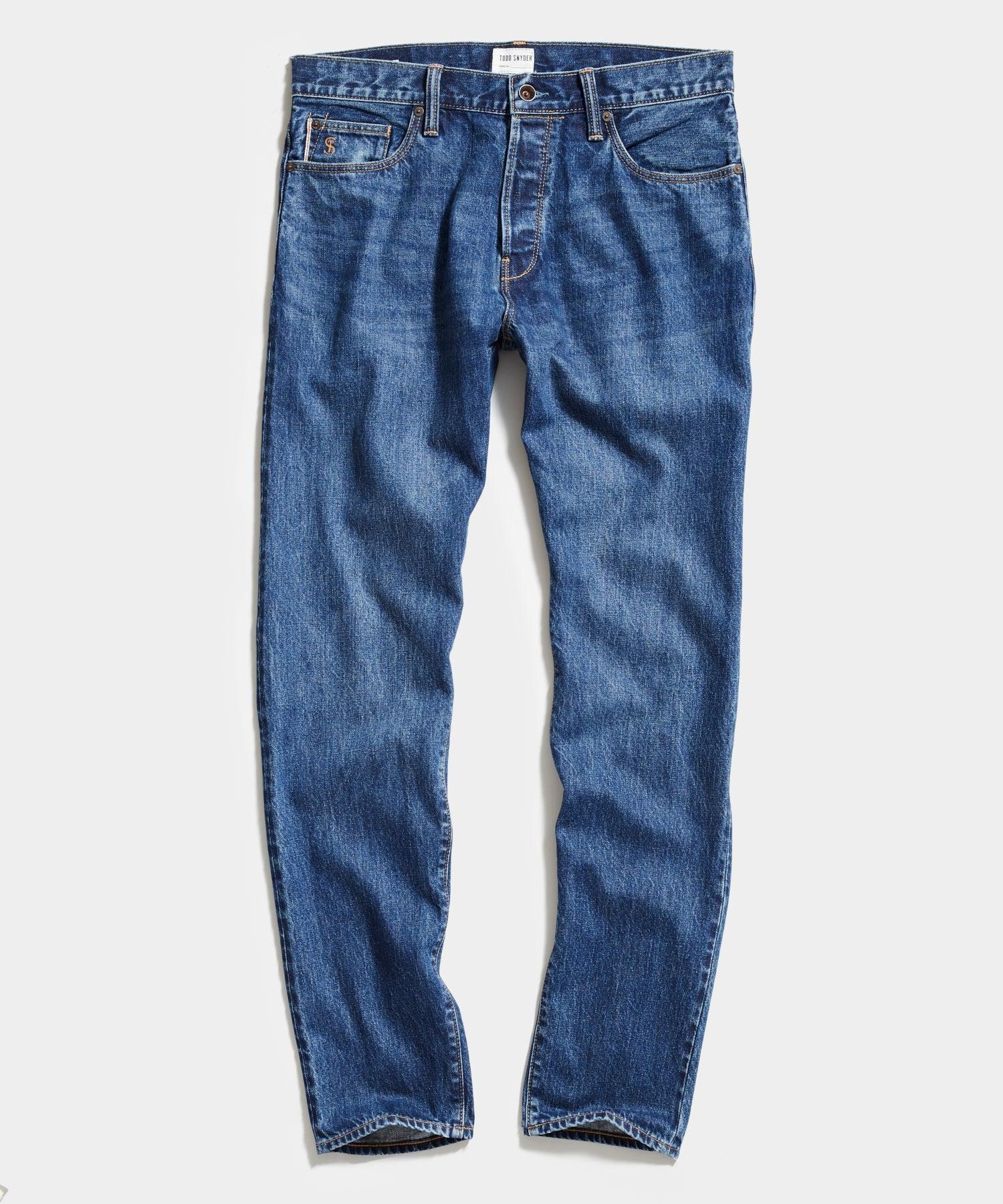 Straight Selvedge Jean in Mid-Blue Wash Product Image