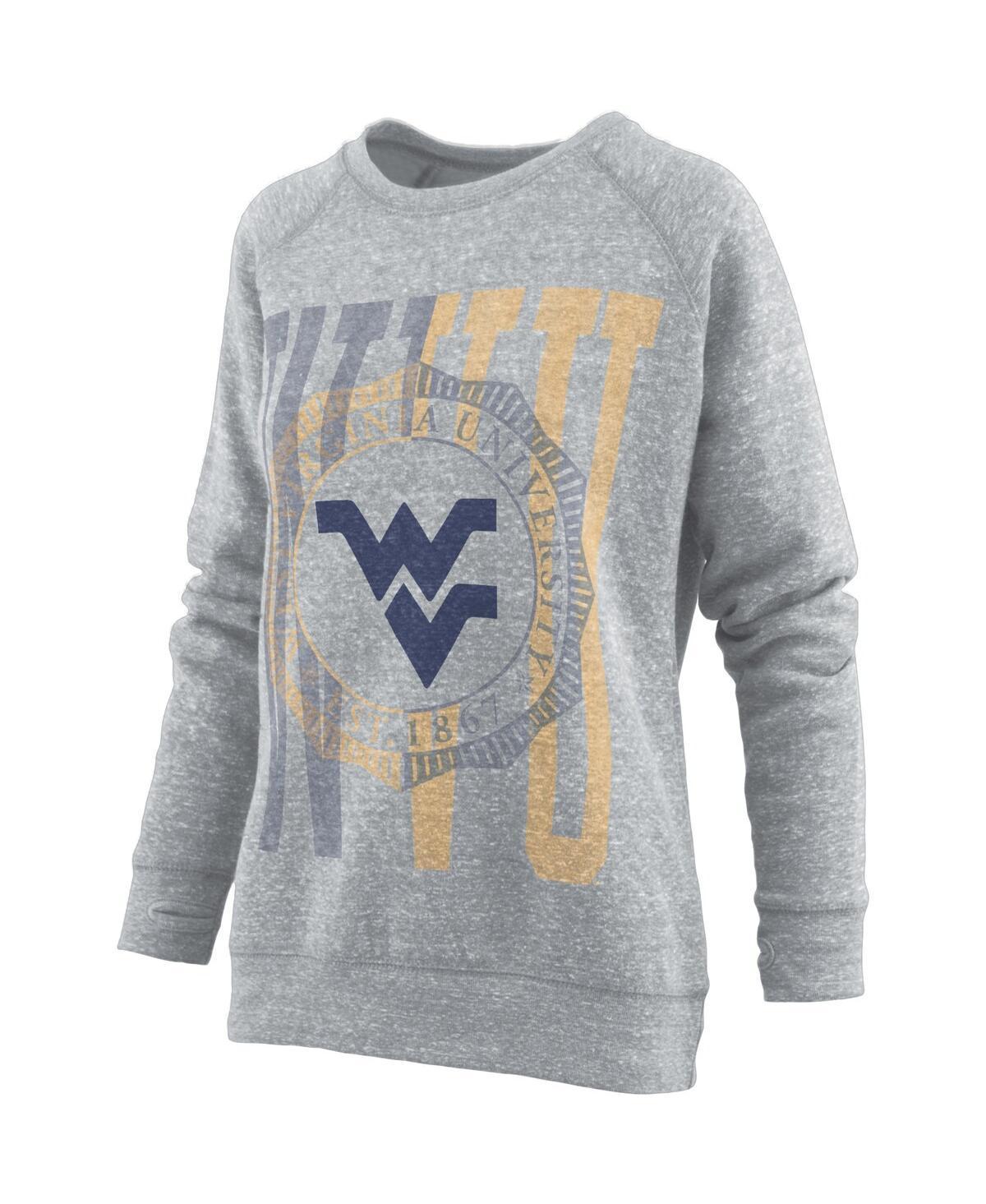 Womens Pressbox Heather Gray West Virginia Mountaineers Knobi Raglan Pullover Sweatshirt Product Image