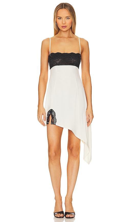 WeWoreWhat Lace Asymmetrical Slip Dress in Ivory. Product Image