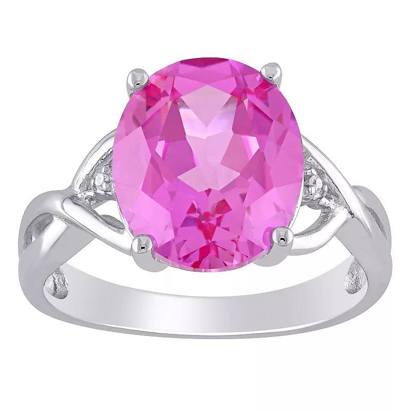 Stella Grace Sterling Silver Lab-Created Pink Sapphire & Diamond Accent Fashion Ring, Womens Product Image