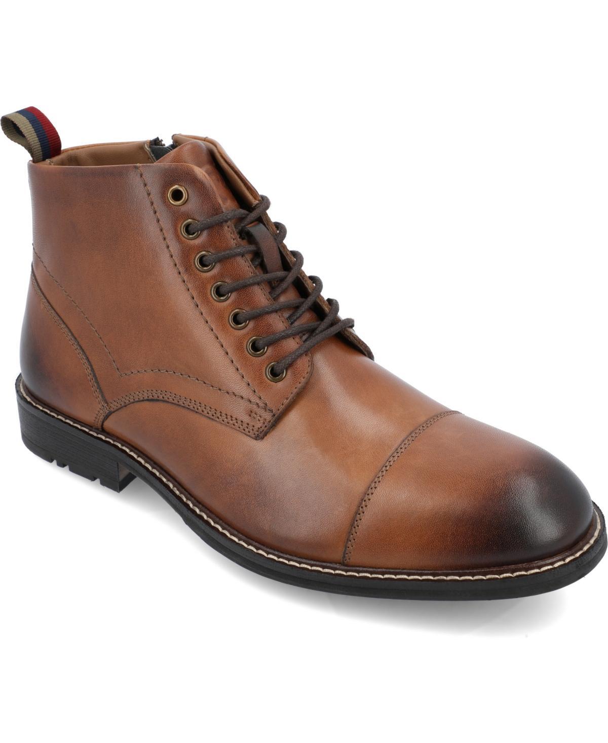 Thomas & Vine Avrum Cap Toe Mens Leather Ankle Boots Red/Coppr Product Image