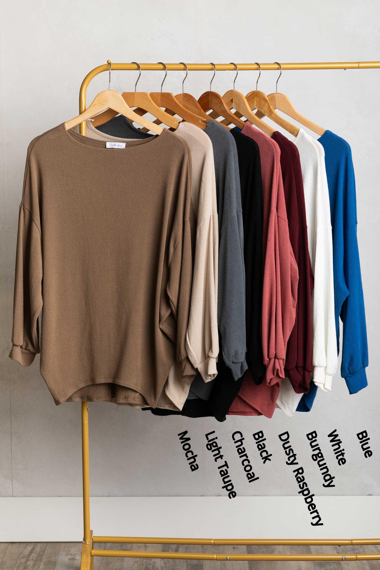 Boatneck Solid Crepe Hacci Knit Top Product Image