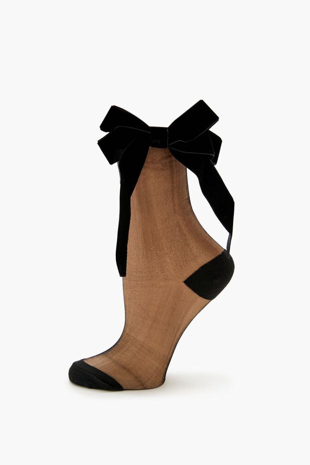 Sheer Colorblock Bow Crew Socks | Forever 21 Product Image