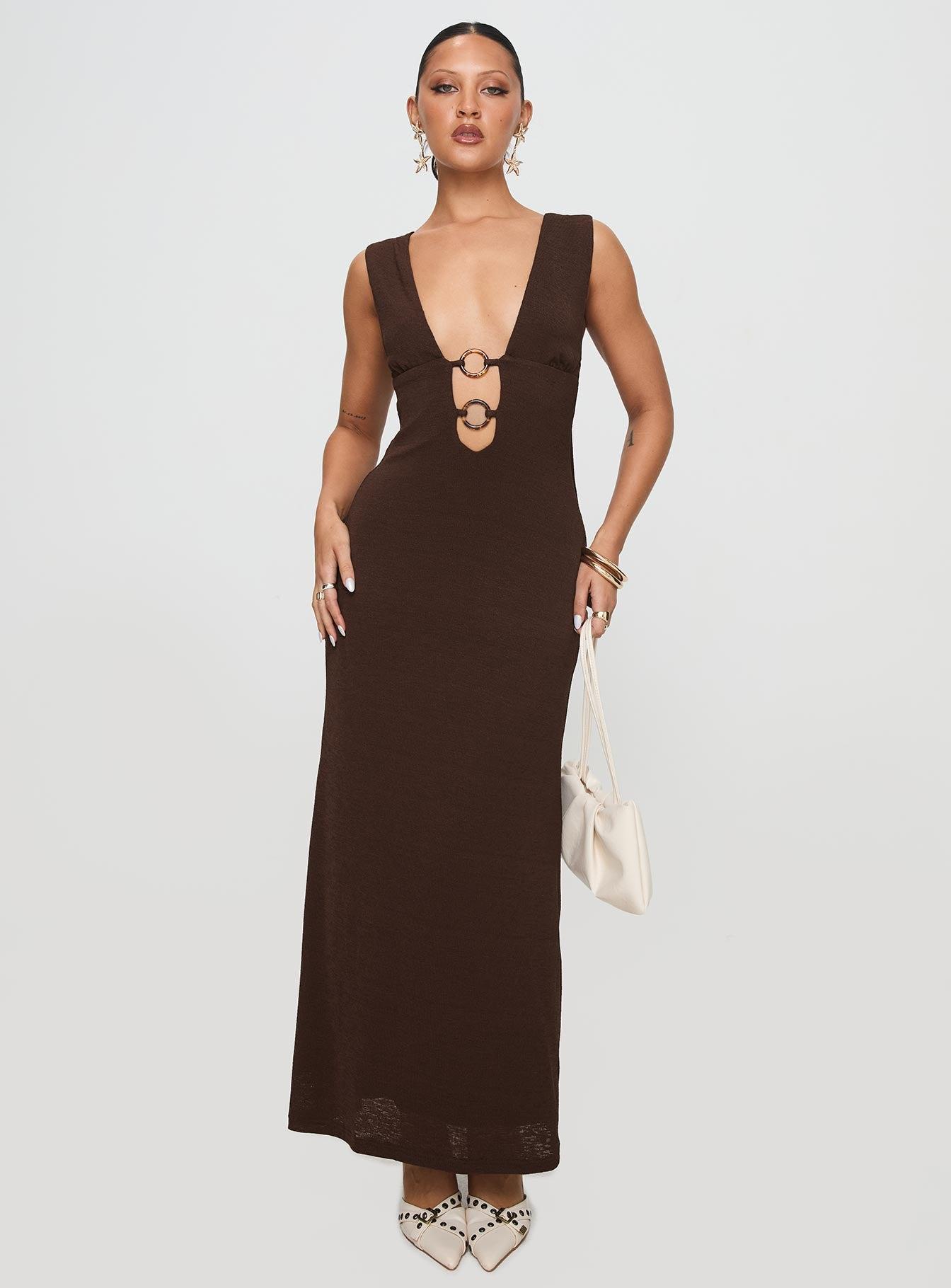 Steward Maxi Dress Chocolate Product Image