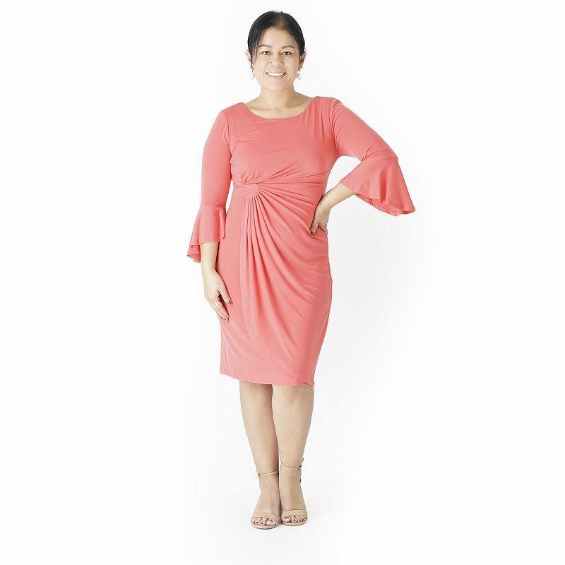 Petites Connected Apparel Faux-Wrap Mini Dress, Womens New Pink Product Image