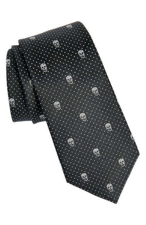 Skull Patterned-kacquard Silk Tie In Black Product Image