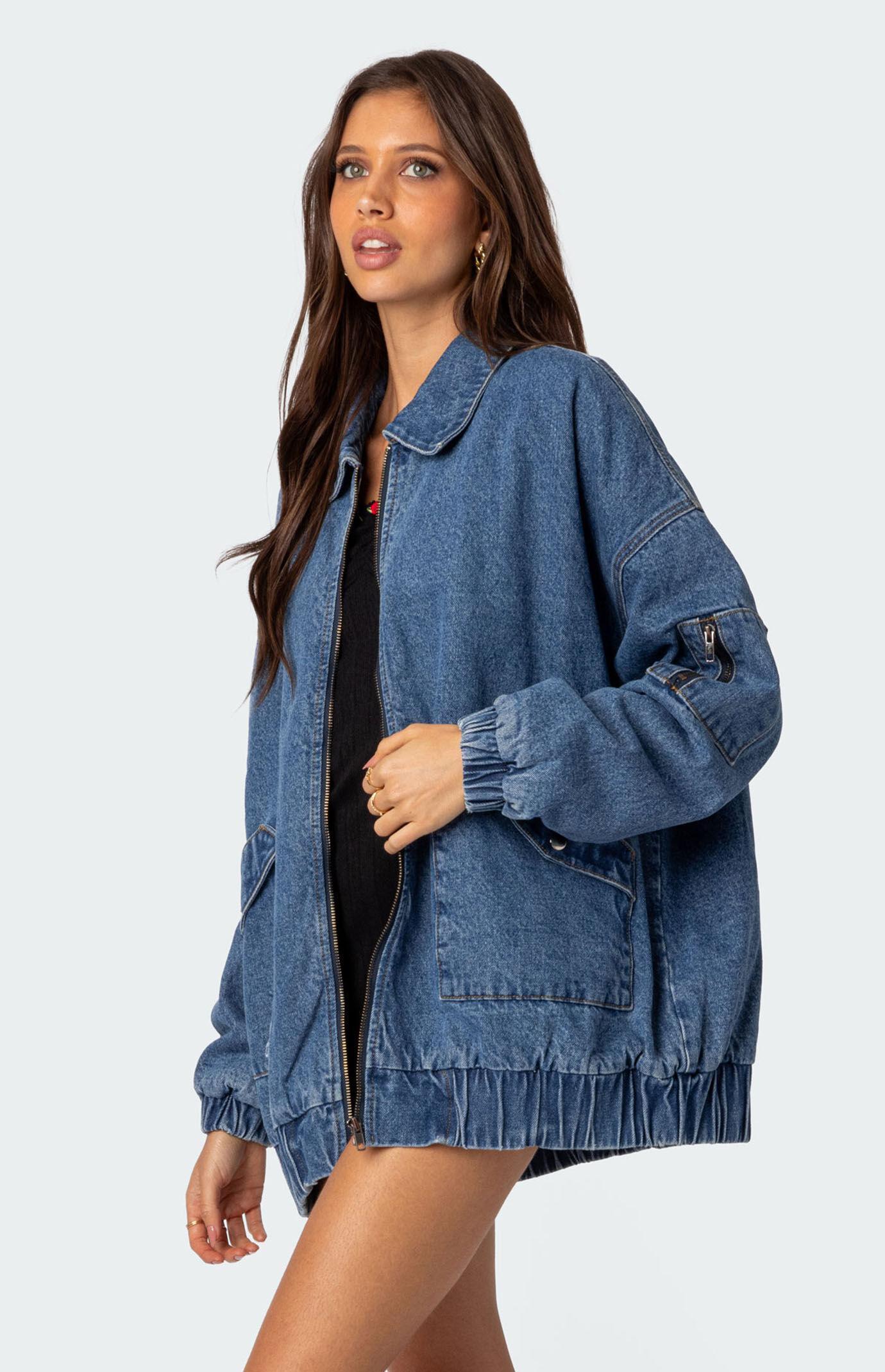 Edikted Women's Sophie Oversized Washed Denim Coat Product Image