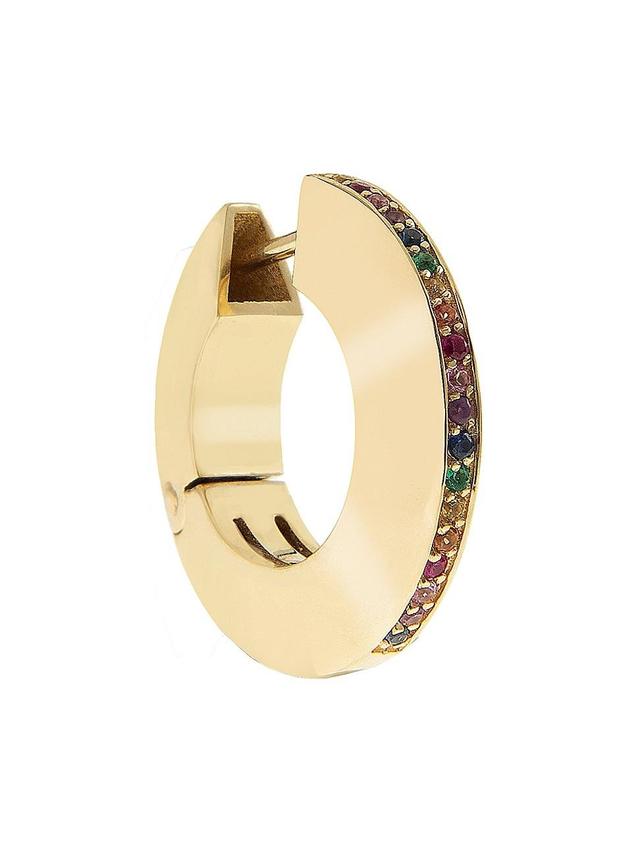 Womens Spin Me Round 14K Yellow Gold & Rainbow Sapphire Single Hoop Earring Product Image