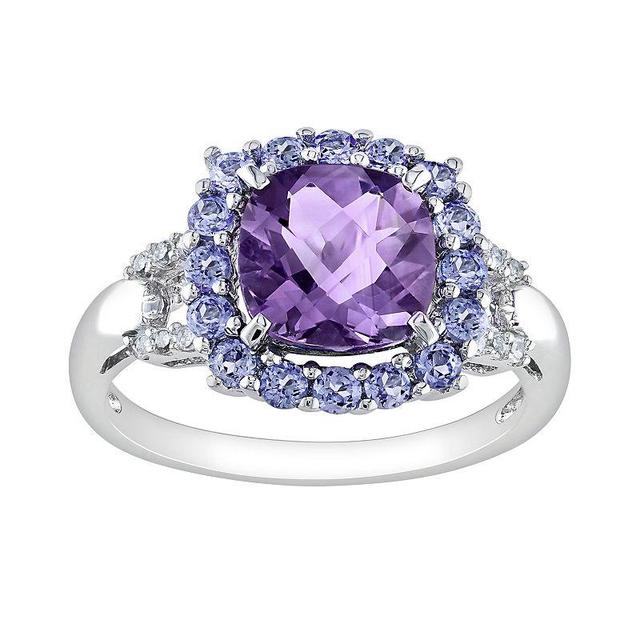 Stella Grace Sterling Silver Amethyst, Tanzanite and Diamond Accent Frame Ring, Womens Purple Product Image