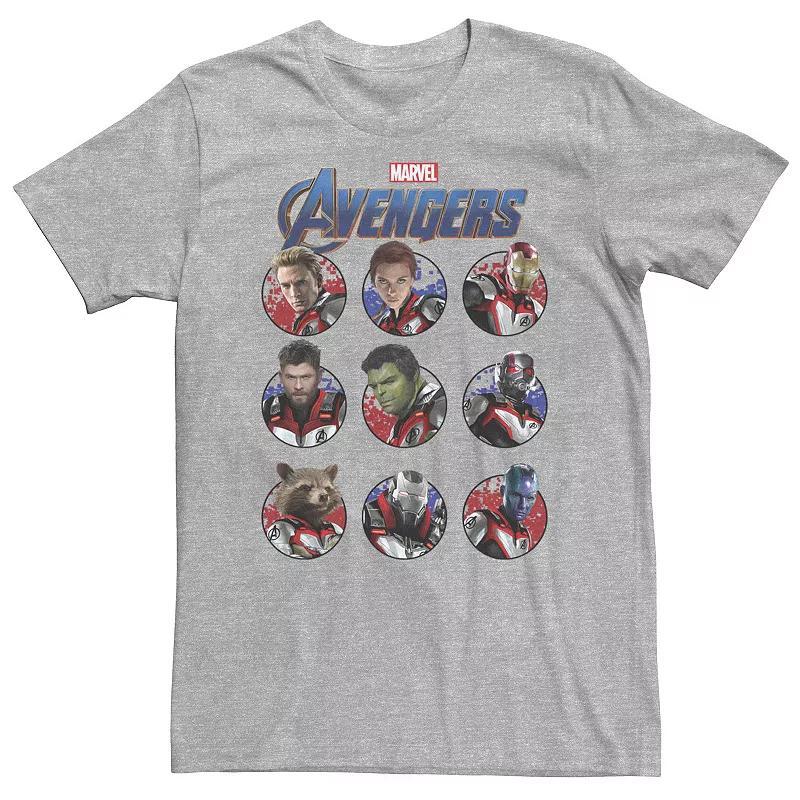 Big & Tall Marvel Avengers Endgame Main Cast Circles Tee, Mens Athletic Grey Product Image