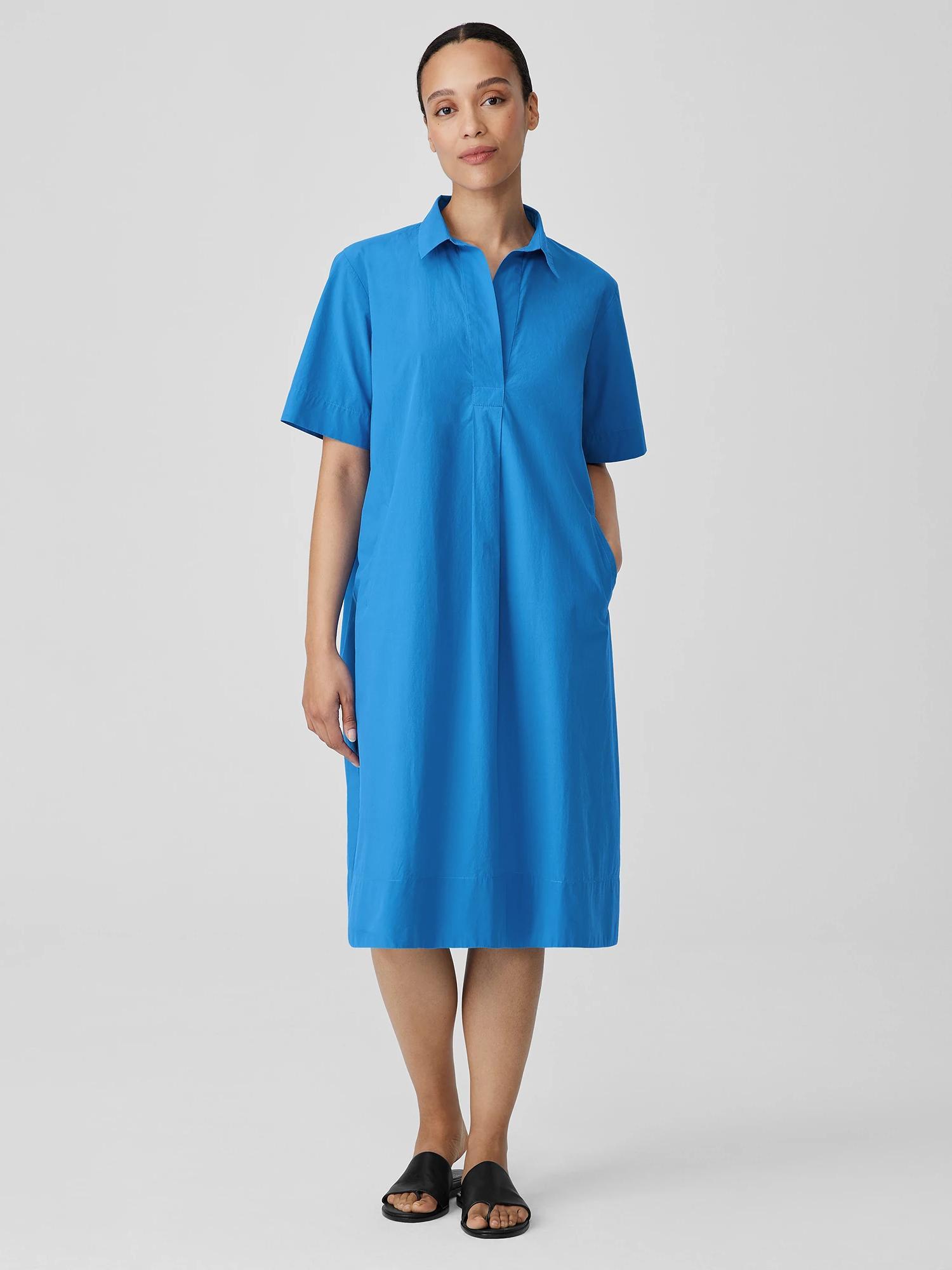 EILEEN FISHER Washed Organic Cotton Poplin Dressfemale Product Image