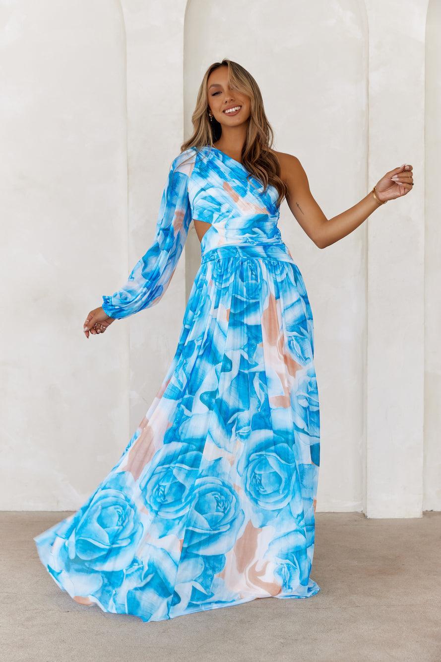 Tide Treasures One Shoulder Maxi Dress Blue product image