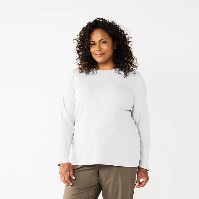 Plus Size Croft & Barrow Essential Crewneck Long Sleeve Tee, Womens Product Image