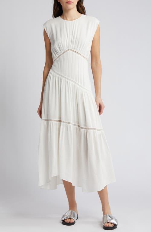 Womens Gathered Linen-Blend Handkerchief Midi-Dress Product Image