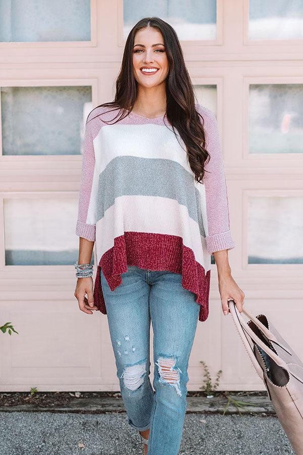 North Shore Chenille Color Block Sweater In Blush Product Image