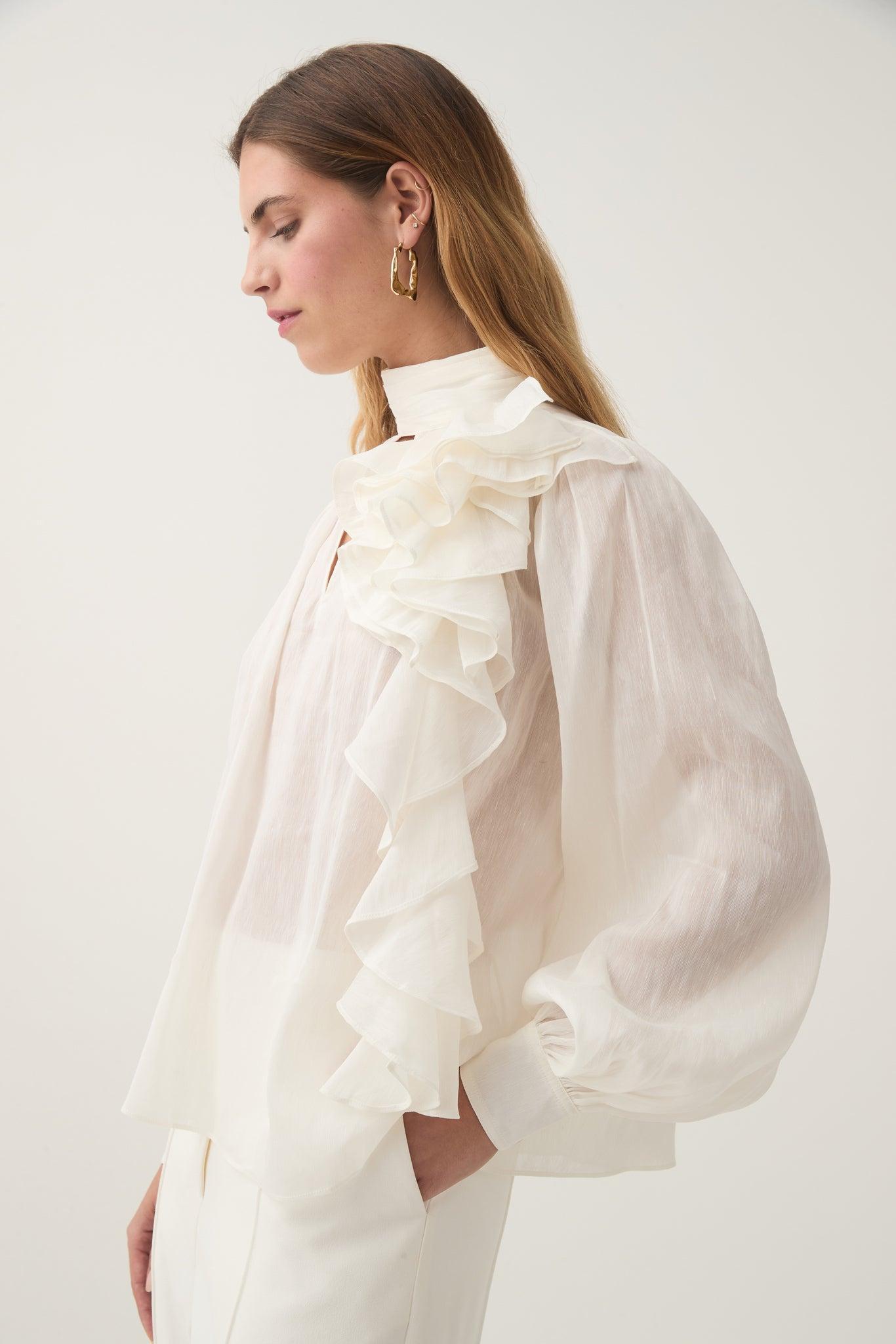 Aura Frilled Tie Blouse Female Product Image