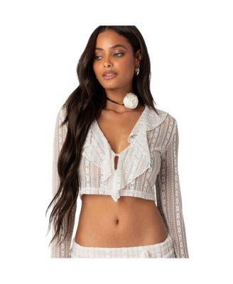 Edikted Anastasia Sheer Lace Crop Top Product Image