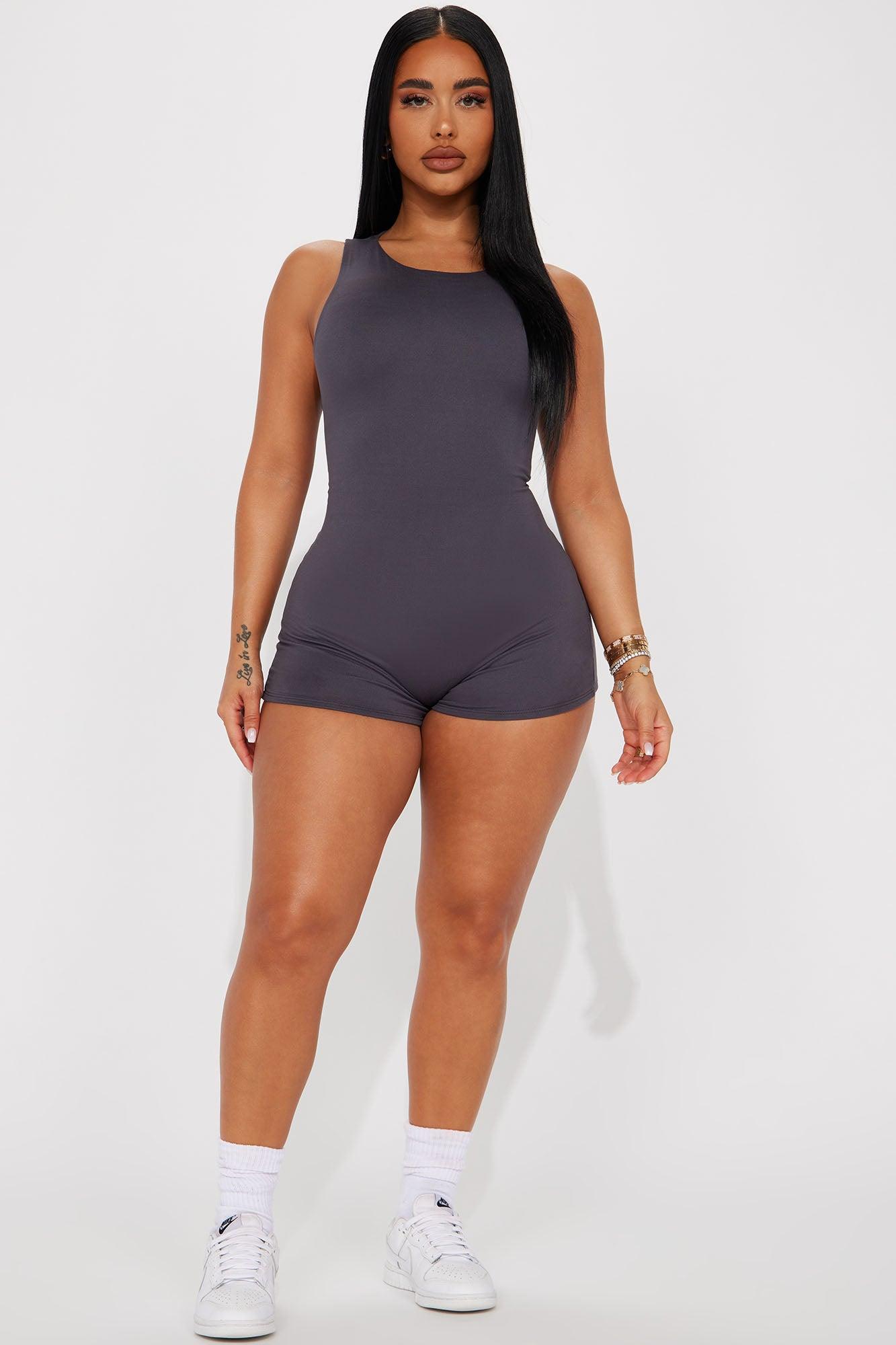 Tia Double Lined Romper - Charcoal Product Image