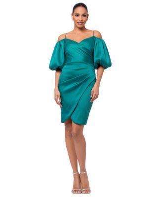 Betsy & Adam Womens Balloon-Sleeve Off-The-Shoulder Dress Product Image