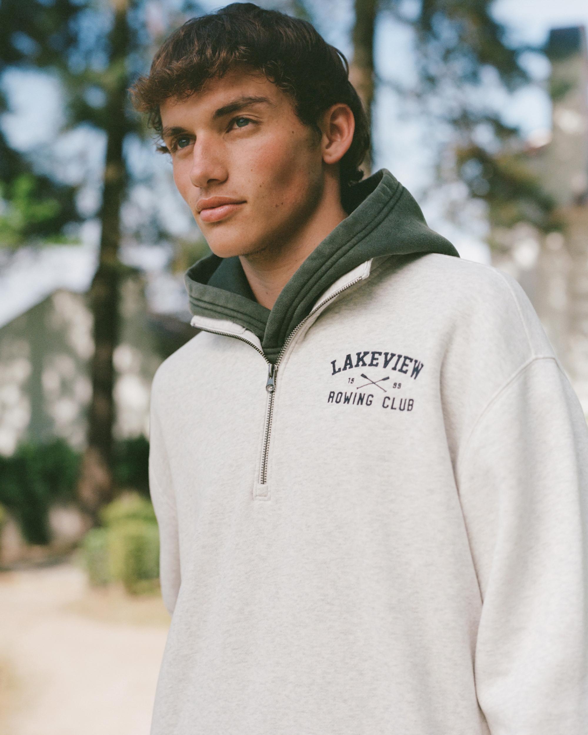 Relaxed Rowing Club Graphic Half-Zip Sweatshirt Product Image