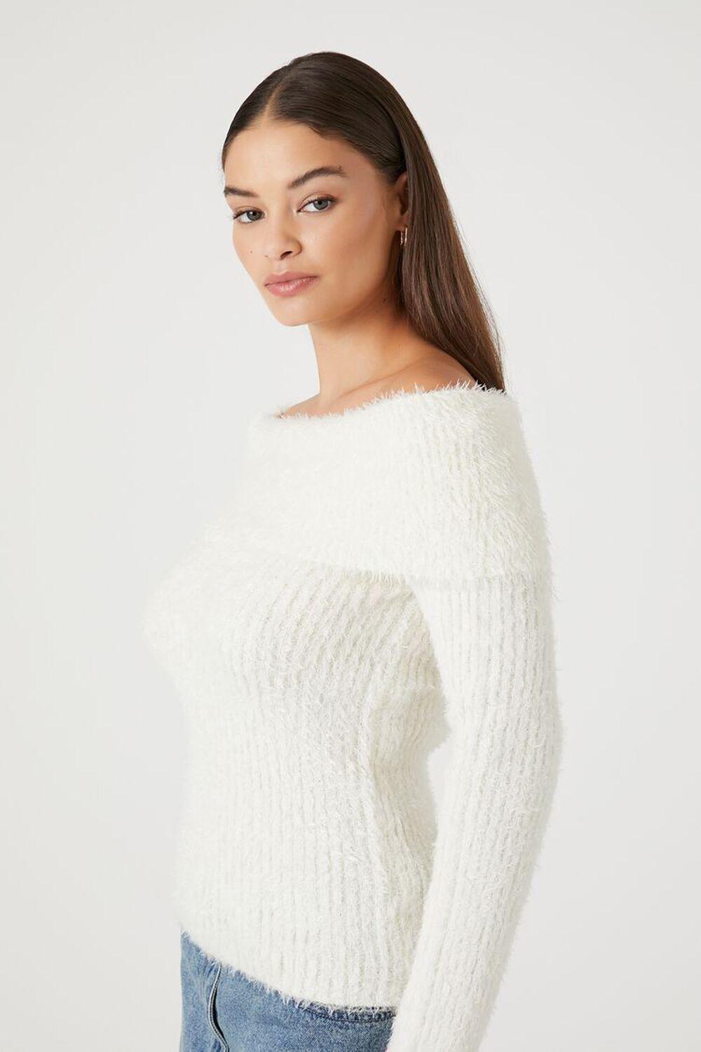 Fuzzy Knit Off-the-Shoulder Sweater | Forever 21 Product Image